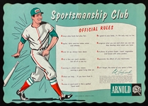 1960's Arnold Bread Yaz Sportsmanship Club Placemat Featuring Carl Yastrzemski