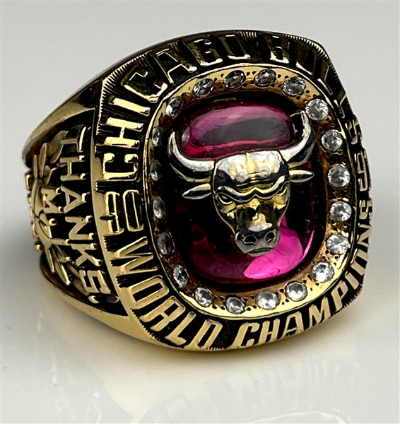 Michael Jordan Chicago Bulls 1991 NBA World Champions "Thanks MJ" Rare 14K Gold-Plated Salesman Sample Ring