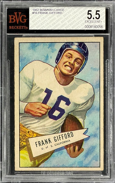 1952 Bowman Large Football #16 Frank Gifford - BVG EX+ 5.5