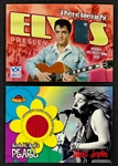 2001 and 2002 Topps "American Pie" Elvis Presley and Janis Joplin Authentic Clothing "RELIC" Swatch Cards (2)
