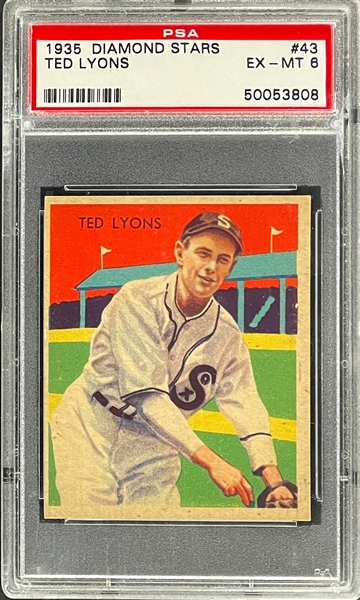 1935 Diamond Stars #43 Ted Lyons - PSA EX-MT 6
