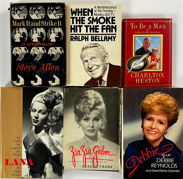 Hollywood Stars Signed Hardcover Book Collection (11) Incl. Charlton Heston, Debbie Reynolds, Lana Turner and Others (BAS)