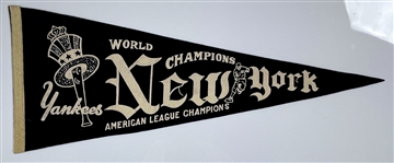 1950s New York Yankees "World Champions" Pennant - Lesser Seen Black Style