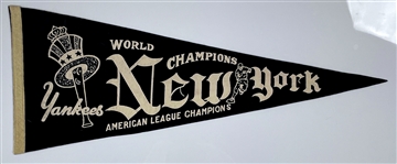 1950's New York Yankees World Champions Pennant - Lesser Seen Black Style