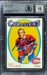 Guy La Fleur Signed 1971 O-Pee-Chee #148 (Reprint) Encapsulated and Graded "10" by Beckett