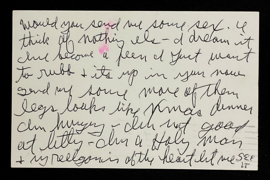 Charles Manson Signed and Handwritten Postcard to Phyllis Wilcox (JSA)