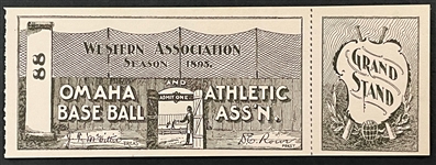 1895 Western Association Season Ticket for Omaha Base Ball
