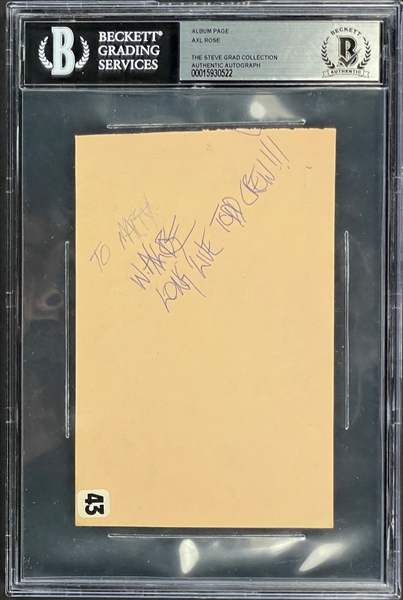 Axl Rose Signed Album Page - Encapsulated by Beckett Authentic - Steve Grad Collection