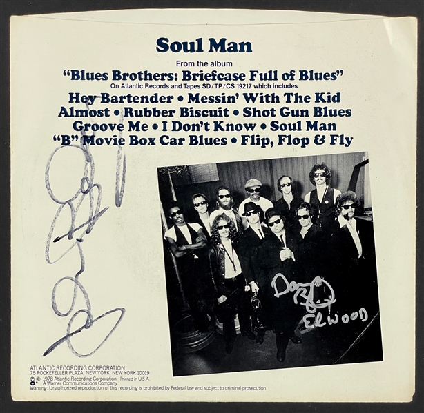 John Belushi and Dan Akroyd Signed 1978 Blues Brothers "Soul Man" 45 Picture Sleeve (BAS) Steve Grad Collection