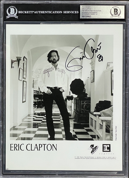 Eric Clapton Signed Promotional Photo - Encapsulated with Autograph Grade "10" by Beckett Authentic - Steve Grad Collection