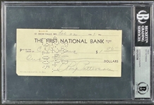 Roy Patterson Signed Check - First Pitcher to Win a Game in American League in 1901 - Encapsulated by Beckett Authentic