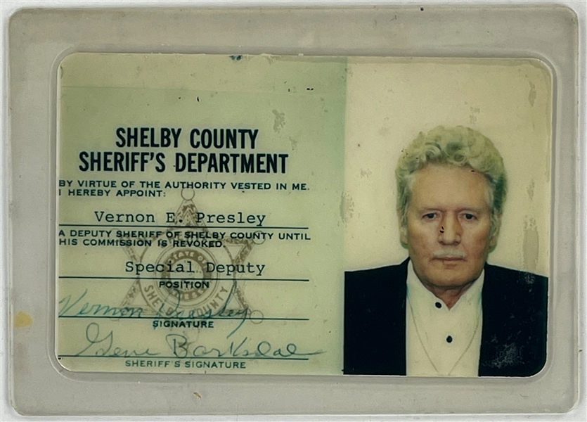 Vernon Presleys Shelby County Sheriffs Department ID Card - From Sandy Miller