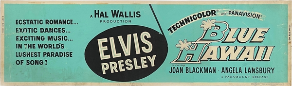 1961 <em>Blue Hawaii</em> Movie Theater Paper Banner - Starring Elvis Presley - 80 Inches in Length!
