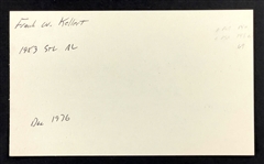 Frank Kellert Signed Index Card (BAS)