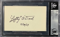 Left O'Doul Signed Index Card (BAS)