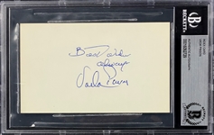 Vada Pinson Signed Index Card (BAS)