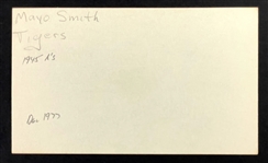 Mayo Smith Signed Index Card (BAS)