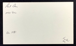Paul Daffy Dean Signed Index Card (BAS)