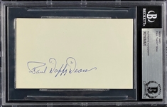Paul Daffy Dean Signed Index Card (BAS)