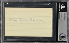 Ray Rube Bressler Signed Index Card (BAS)
