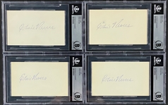 Group of Four Ernie Nevers Signed Index Cards (BAS)