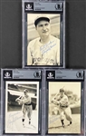 Group of Three Lloyd Waner Signed Rowe BW Photo Postcards (BAS)