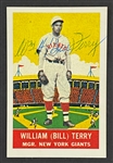 1928 W513 #67 Bill Terry Signed Strip Card (BAS)