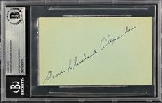 Grover Cleveland Alexander Signed Index Card (BAS)