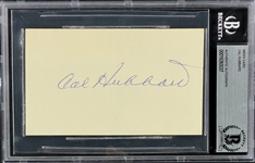 Cal Hubbard Signed Index Card (BAS)