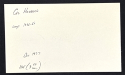 Cal Hubbard Signed Index Card (BAS)