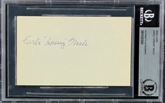 Earle Greasy Neale Signed Index Card (BAS)