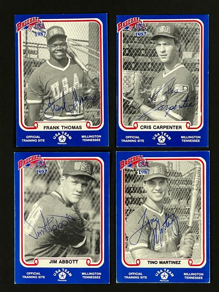 1987 BDK Pan Am Team USA Blue Near Set  (32/34) - Featuring Pre_Rookie Signature Frank Thomas, Jim Abbott and Tino Martinez 
