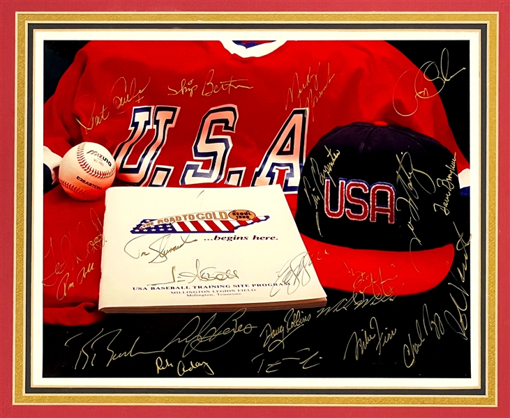 1988 Team USA Olympic Baseball Team Signed Photo With Jim Abbott, Tino Martinez and Others (22 Signatures)