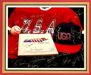 1988 Team USA Olympic Baseball Team Signed Photo With Jim Abbott, Tino Martinez and Others (22 Signatures)