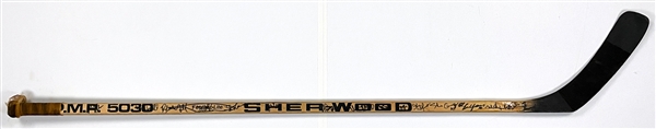1990-91 Chicago Blackhawks Team Signed Greg Gilbert Game Used Sher-Wood 5030 Hockey Stick (BAS)