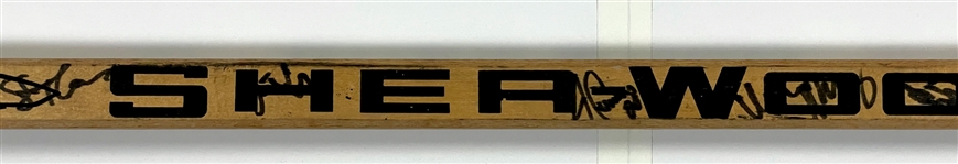 1990-91 Chicago Blackhawks Team Signed Greg Gilbert Game Used Sher-Wood 5030 Hockey Stick (BAS)