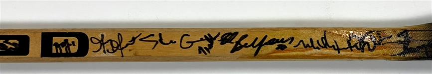 1990-91 Chicago Blackhawks Team Signed Greg Gilbert Game Used Sher-Wood 5030 Hockey Stick (BAS)