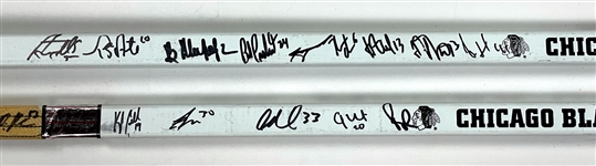 2001 and 2005 Chicago Blackhawks Team Signed Hockey Sticks - 20+ Signatures on Each (2) (BAS)
