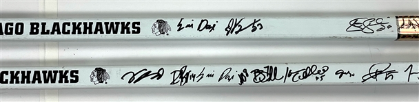 2001 and 2005 Chicago Blackhawks Team Signed Hockey Sticks - 20+ Signatures on Each (2) (BAS)