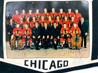 1965-1966 Chicago Blackhawks Signed Pennant - Signed Twice by Bobby Hull (BAS)