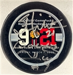 Stan Mikita and Bobby Hull Signed Chicago Blackhawk Retirement Night Puck (BAS)