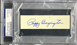 Pappy Boyington Signed Cut - WWII "Black Sheep" Squadron Flying Ace and Medal of Honor Winner - Encapsulated Authentic by PSA/DNA 