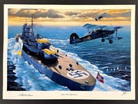 Burkard von Mullenheim-Rechberg Signed "Sink the Bismark" Stan Stokes Aviation Artwork (AI Verified)