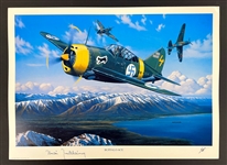 Eino Ilmari Juutilainen Signed "Bufflao Ace" Stan Stokes Aviation Artwork (AI Verified)