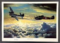John Cunningham Signed "Double Trouble" Stan Stokes Aviation Artwork (AI Verified)