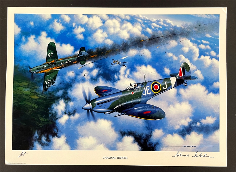 Johnnie Johnson Signed "Canadian Heroes" Stan Stokes Aviation Artwork (AI Verified)