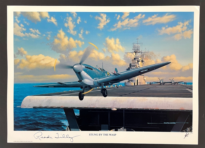 Reade Tilley Signed "Stung by the Wasp" Stan Stokes Aviation Artwork (AI Verified)