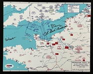 D-Day WW II Fighter Pilots Signed 8x10 Map of Invasion (PSA/DNA)