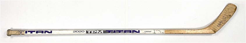 Michel Goulet Signed Game Used Titan 2020 Hockey Stick (BAS)