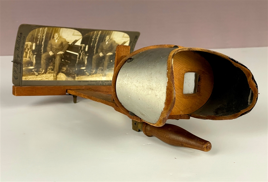 1910 Jack Johnson "Champion of the World" Stereoview Card and Period Stereoview Viewer